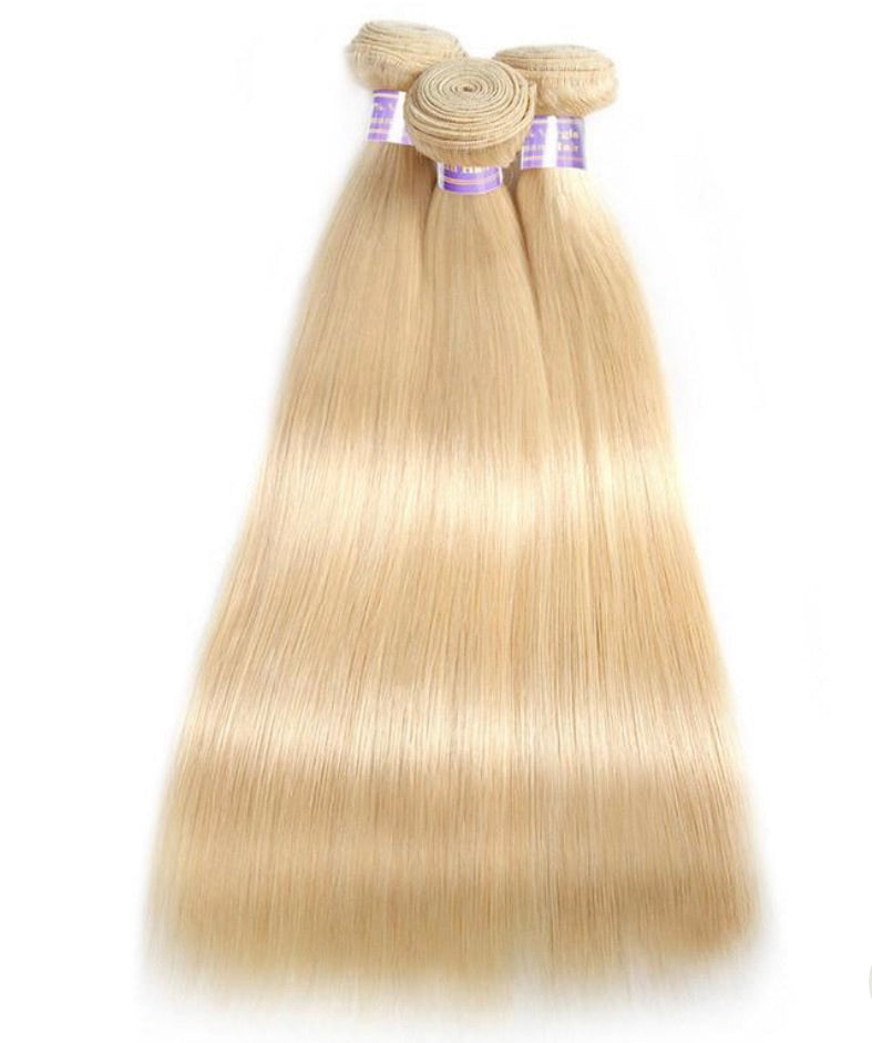 613# Blonde Hair 3 Bundles Virgin Straight Human Hair Weave