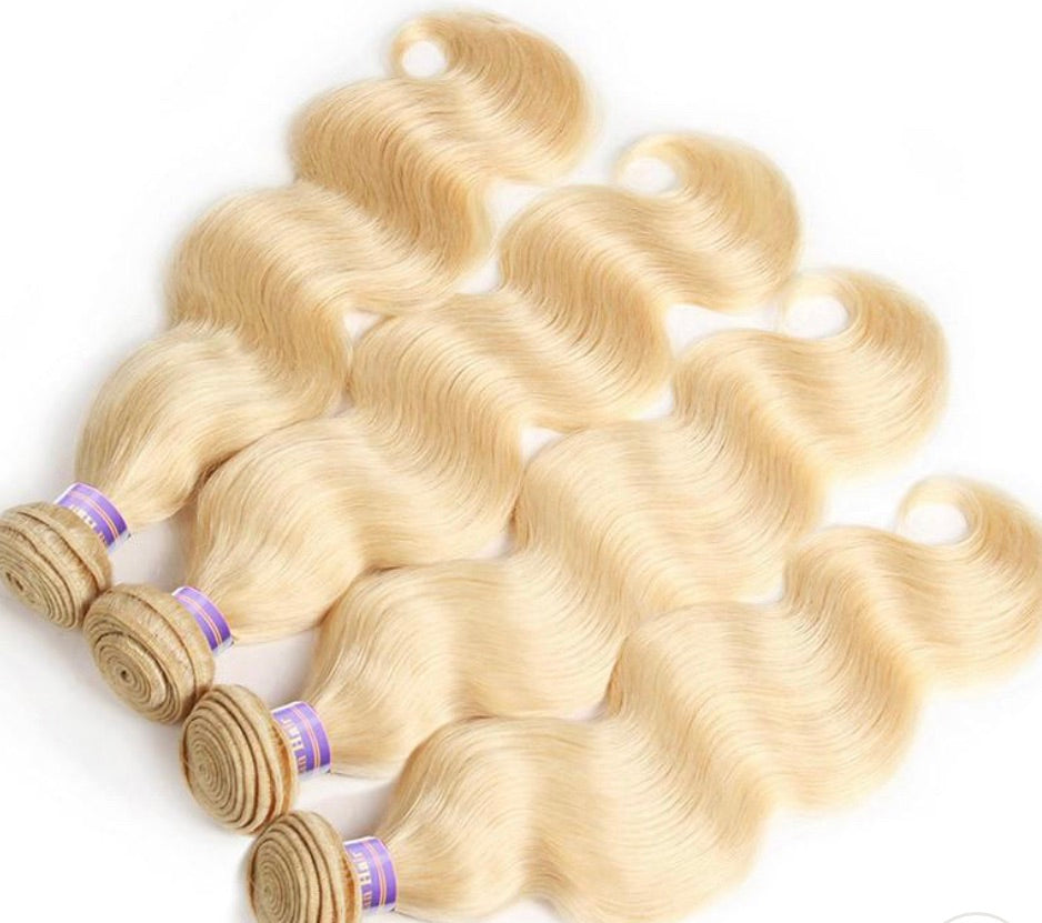 613# Blonde Hair 3 Bundles Virgin Body Wave Human Hair Weave